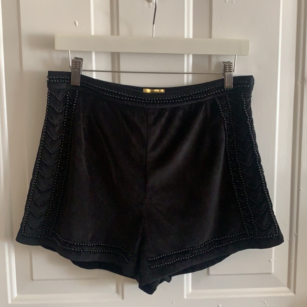 H&M Beaded Velvet High-Waist Shorts
